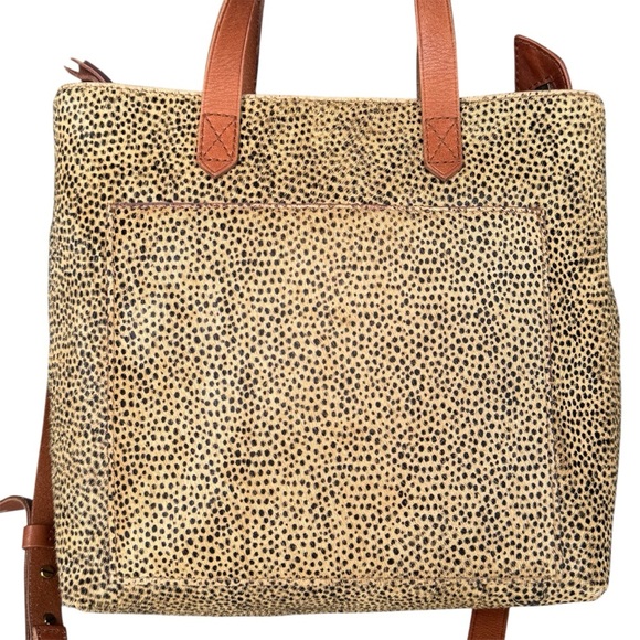 Madewell The Zip-Top Small Transport Leather Crossbody Bag Spotted Calf Hair - Picture 9 of 11